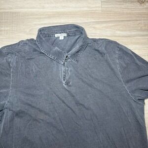 James Perse Sueded Jersey Polo Shirt Men XL 4 Gray   Supima Cotton USA Made SS